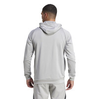 Survêtement à capuche adidas Tiro 24 à fermeture éclair 1/4 gris blanc