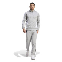 Haut d'entraînement à capuche adidas Tiro 24 1/4-Zip gris blanc