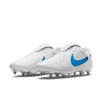 Nike Premier III Crampons Vissés Chaussures de Football (SG) Anti-Clog Blanc Bleu