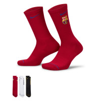 Lot de 3 chaussettes de sport Nike FC Barcelona Everyday, rouge, blanc, noir