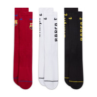 Lot de 3 chaussettes de sport Nike FC Barcelona Everyday, rouge, blanc, noir