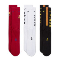 Lot de 3 chaussettes de sport Nike FC Barcelona Everyday, rouge, blanc, noir