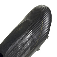adidas F50 League Sans Lacets Gazon Naturel Chaussures de Foot (FG) Noir Gris Doré