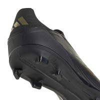 adidas F50 League Sans Lacets Gazon Naturel Chaussures de Foot (FG) Noir Gris Doré