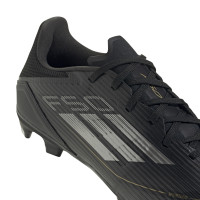 adidas F50 League Gazon Naturel Chaussures de Foot (FG) Noir Gris Doré