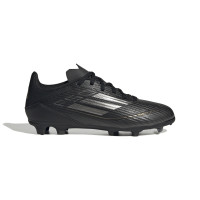 adidas F50 League Gazon Naturel Chaussures de Foot (FG) Enfants Noir Gris Doré