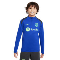 Nike FC Barcelona Strike Trainingspak 1/4-Zip 2024-2025 Kids Blauw Donkergrijs Lichtgroen