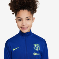 Nike FC Barcelona Strike Trainingspak Full-Zip 2024-2025 Kids Blauw Donkergrijs Lichtgroen