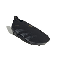 adidas Predator Elite Sans Lacets Gazon Naturel Chaussures de Foot (SG) Noir Gris Doré