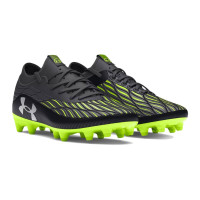 Chaussures de football Under Armour Magnetico Select 4.0 Grass (FG) pour enfants, noires et vertes