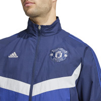 adidas Manchester United Culturewear Survêtement Woven Full-Zip 2024-2025 Bleu Foncé Bleu