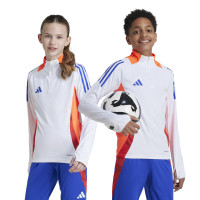 Survêtement adidas Tiro 24 à 1/4 fermeture éclair pour enfants, blanc, rouge, bleu foncé