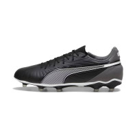 PUMA King Match Gazon Naturel Gazon Artificiel Chaussures de Foot (MG) Noir Blanc Gris