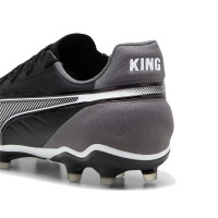 PUMA King Match Gazon Naturel Gazon Artificiel Chaussures de Foot (MG) Noir Blanc Gris