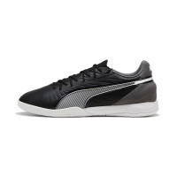 PUMA King Match Chaussures de Foot en Salle (IN) Noir Blanc Gris