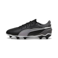 PUMA King Match Gazon Naturel Gazon Artificiel Chaussures de Foot (MG) Enfants Noir Blanc Gris