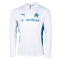 PUMA Olympique Marseille Survêtement 1/4 Zip 2024-2025 Blanc Bleu Foncé