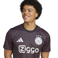 adidas Ajax Pre-Match Trainingsshirt 2024-2025 Zwart Rood Wit