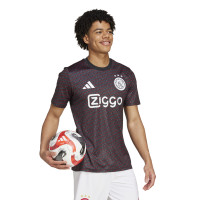 adidas Ajax Pre-Match Trainingsshirt 2024-2025 Zwart Rood Wit