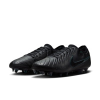 Nike Tiempo Legend 10 Elite Gazon Naturel Chaussures de Foot (FG) Noir Vert Foncé