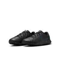 Nike Tiempo Legend 10 Academy Turf Chaussures de Foot (TF) Enfants Noir Vert Foncé