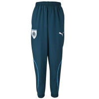 PUMA Olympique Marseille Pre-Match Pantalon d'Entraînement Woven 2023-2024 Bleu Foncé Bleu Clair Blanc