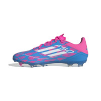 adidas F50 League Gazon Naturel Chaussures de Foot (FG) Bleu Rose Blanc