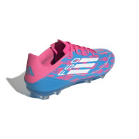 adidas F50 League Gazon Naturel Chaussures de Foot (FG) Bleu Rose Blanc