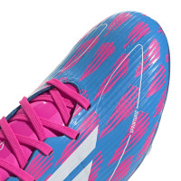 adidas F50 League Gazon Naturel Chaussures de Foot (FG) Bleu Rose Blanc