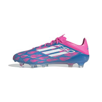 adidas F50 Elite Gazon Naturel Chaussures de Foot (FG) Bleu Rose Blanc