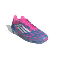 adidas F50 Elite Gazon Naturel Chaussures de Foot (FG) Bleu Rose Blanc