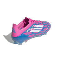 adidas F50 Elite Gazon Naturel Chaussures de Foot (FG) Bleu Rose Blanc