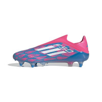 adidas F50 Elite Crampons Vissés Sans Lacets Chaussures de Foot (SG) Bleu Rose Blanc