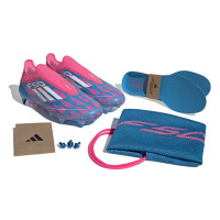 adidas F50 Elite Veterloze IJzeren-Nop Voetbalschoenen (SG) Blauw Roze Wit