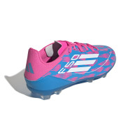 adidas F50 League Gazon Naturel Chaussures de Foot (FG) Enfants Bleu Rose Blanc