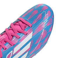 adidas F50 League Gazon Naturel Chaussures de Foot (FG) Enfants Bleu Rose Blanc