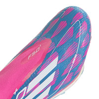 adidas F50+ Gras Voetbalschoenen (FG) Blauw Roze Wit