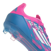 adidas F50 Pro Gras Voetbalschoenen (FG) Kids Blauw Roze Wit