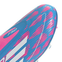 adidas F50 League Veterloze Gras Voetbalschoenen (FG) Kids Blauw Roze Wit