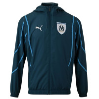 PUMA Olympique Marseille Pre-Match Anthem Trainingspak Woven Full-Zip 2024-2025 Donkerblauw Lichtblauw Wit