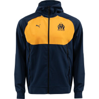 PUMA Olympique Marseille Pumatech Trainingspak Full-Zip 2024-2025 Donkerblauw Oranje