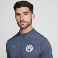 PUMA Manchester City Trainingstrui 1/4 Zip 2024-2025 Donkerblauw Lichtblauw