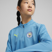 PUMA Manchester City Survêtement 1/4 Zip 2024-2025 Enfants Bleu Clair Bleu Foncé