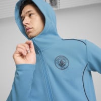 PUMA Manchester City Casuals Survêtement à Capuche Full-Zip 2024-2025 Bleu Clair Bleu Foncé