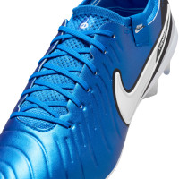 Nike Tiempo Legend 10 Elite Gazon Naturel Chaussures de Foot (FG) Bleu Blanc Noir