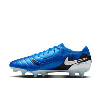 Nike Tiempo Legend 10 Elite Crampons Vissés Chaussures de Foot (SG) Anti-Clog Bleu Blanc Noir