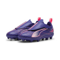 PUMA Ultra 5 Play V Gazon Naturel Gazon Artificiel Chaussures de Foot (MG) Enfants Mauve Rose Clair Blanc