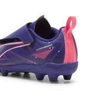 PUMA Ultra 5 Play V Gazon Naturel Gazon Artificiel Chaussures de Foot (MG) Enfants Mauve Rose Clair Blanc