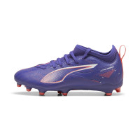 PUMA Ultra 5 Match Gazon Naturel Gazon Artificiel Chaussures de Foot (MG) Enfants Mauve Rose Clair Blanc