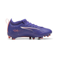 PUMA Ultra 5 Match Gazon Naturel Gazon Artificiel Chaussures de Foot (MG) Enfants Mauve Rose Clair Blanc